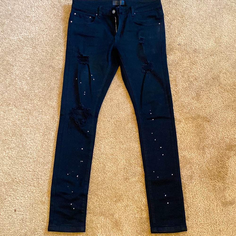 Tulones currency paint splatter skinny jeans